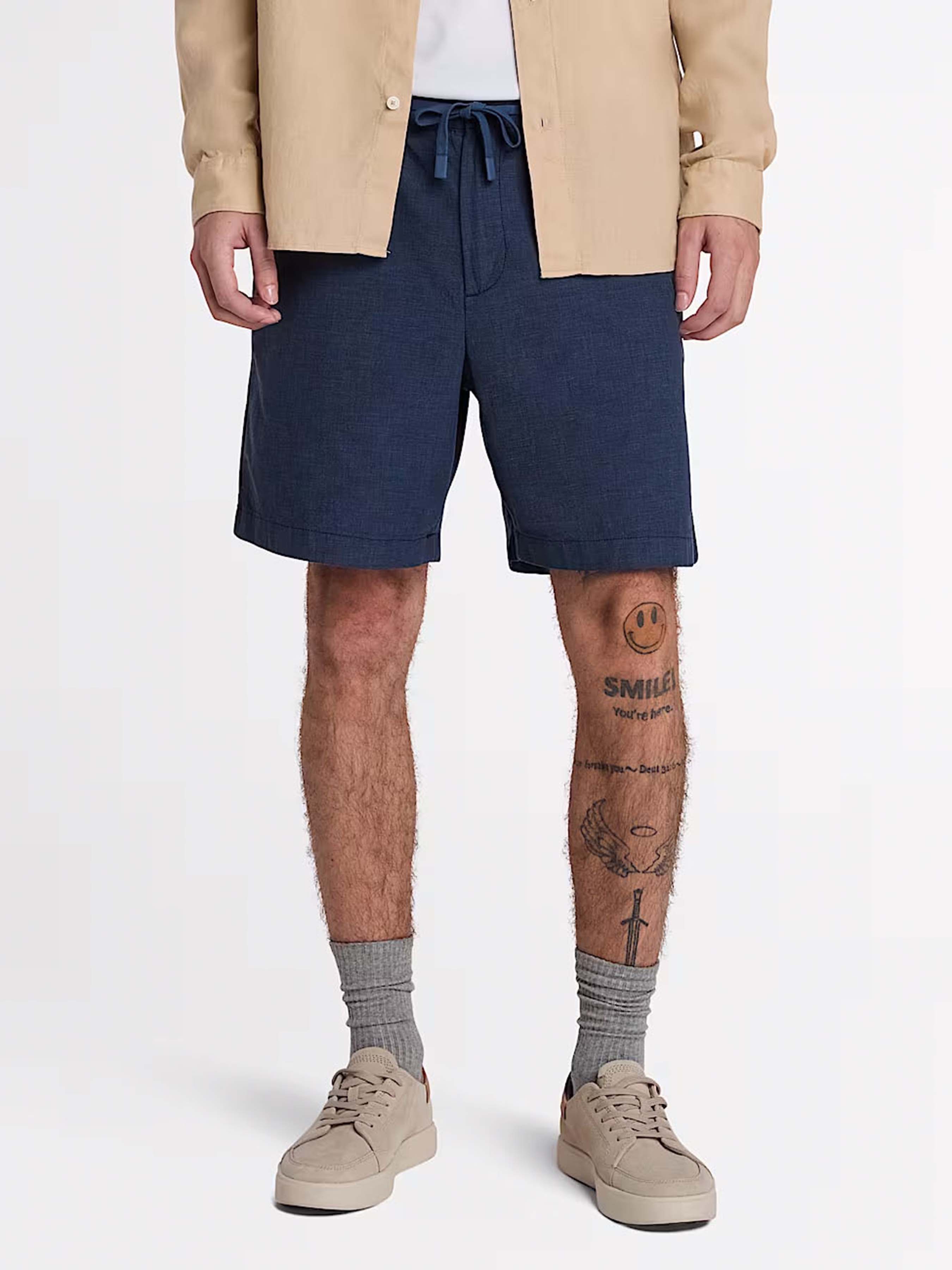 Бавовняні Чоловічі Повсякденні шорти Timberland Cotton Linen (TH7812) колір темно-синій Timberland - купити в Україні