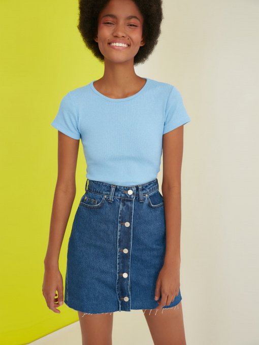 Джинсова спідниця Trendyol Модель TWOSS21ET0302/Mavi Фото