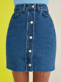 Джинсова спідниця Trendyol модель TWOSS21ET0302/Mavi Фото