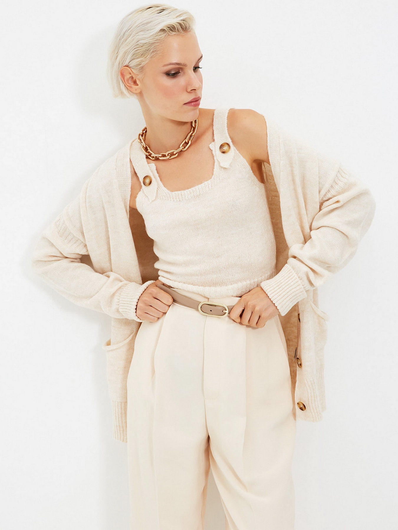 Кардиган Trendyol модель TWOAW22HI0001/Bej Кардиган Trendyol модель TWOAW22HI0001/Bej Фото