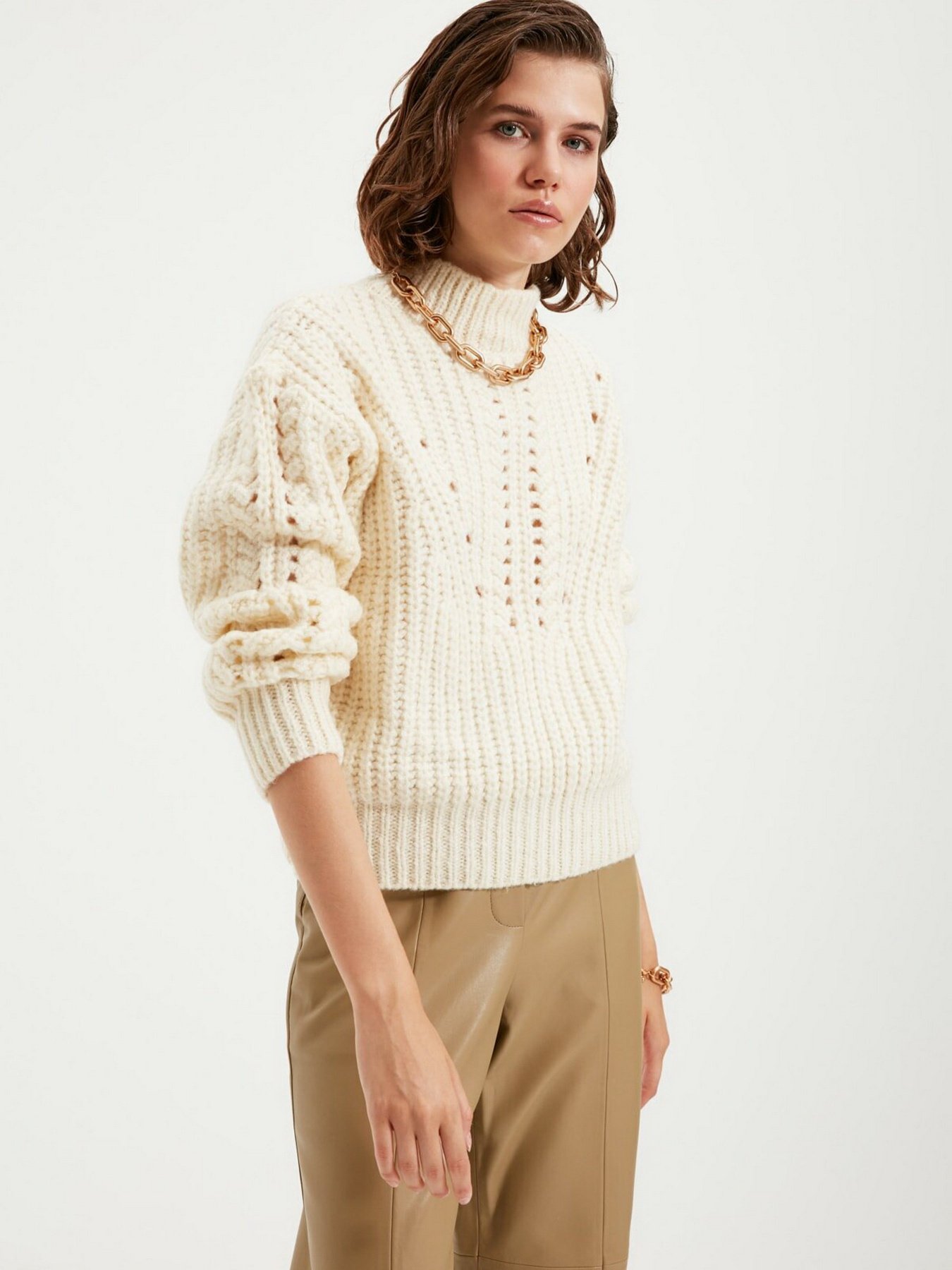 Джемпер Trendyol модель TWOAW22KZ0674/Ekru Джемпер Trendyol модель TWOAW22KZ0674/Ekru Фото