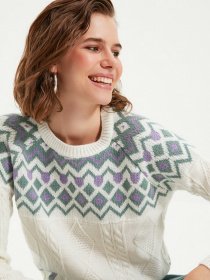 Джемпер Trendyol модель TWOAW22KZ1548/Ekru Джемпер Trendyol модель TWOAW22KZ1548/Ekru Фото