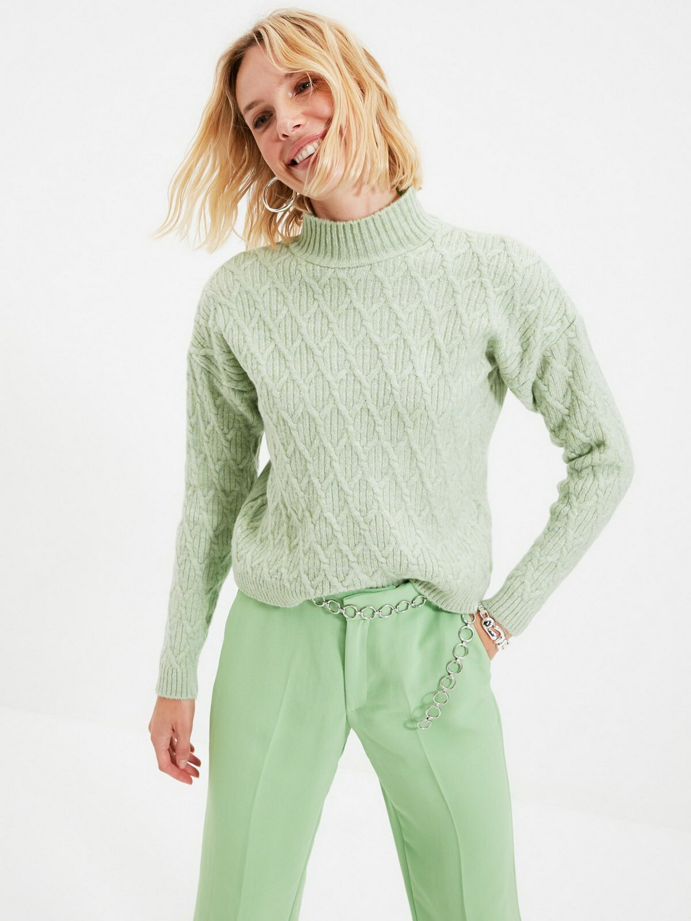 Джемпер Trendyol модель TWOAW22KZ1554/Mint Джемпер Trendyol модель TWOAW22KZ1554/Mint Фото