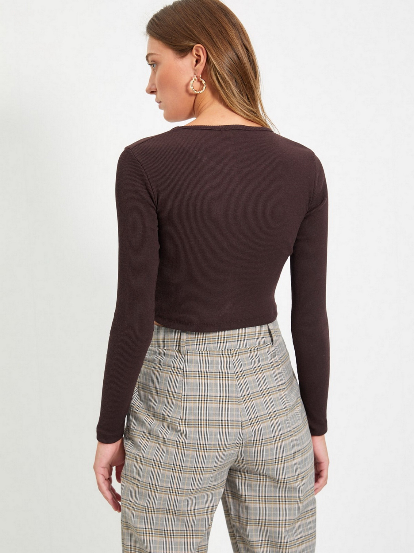 Набор лонгсливов Trendyol модель TWOAW22BZ0131/Kahverengi-Bej Фото