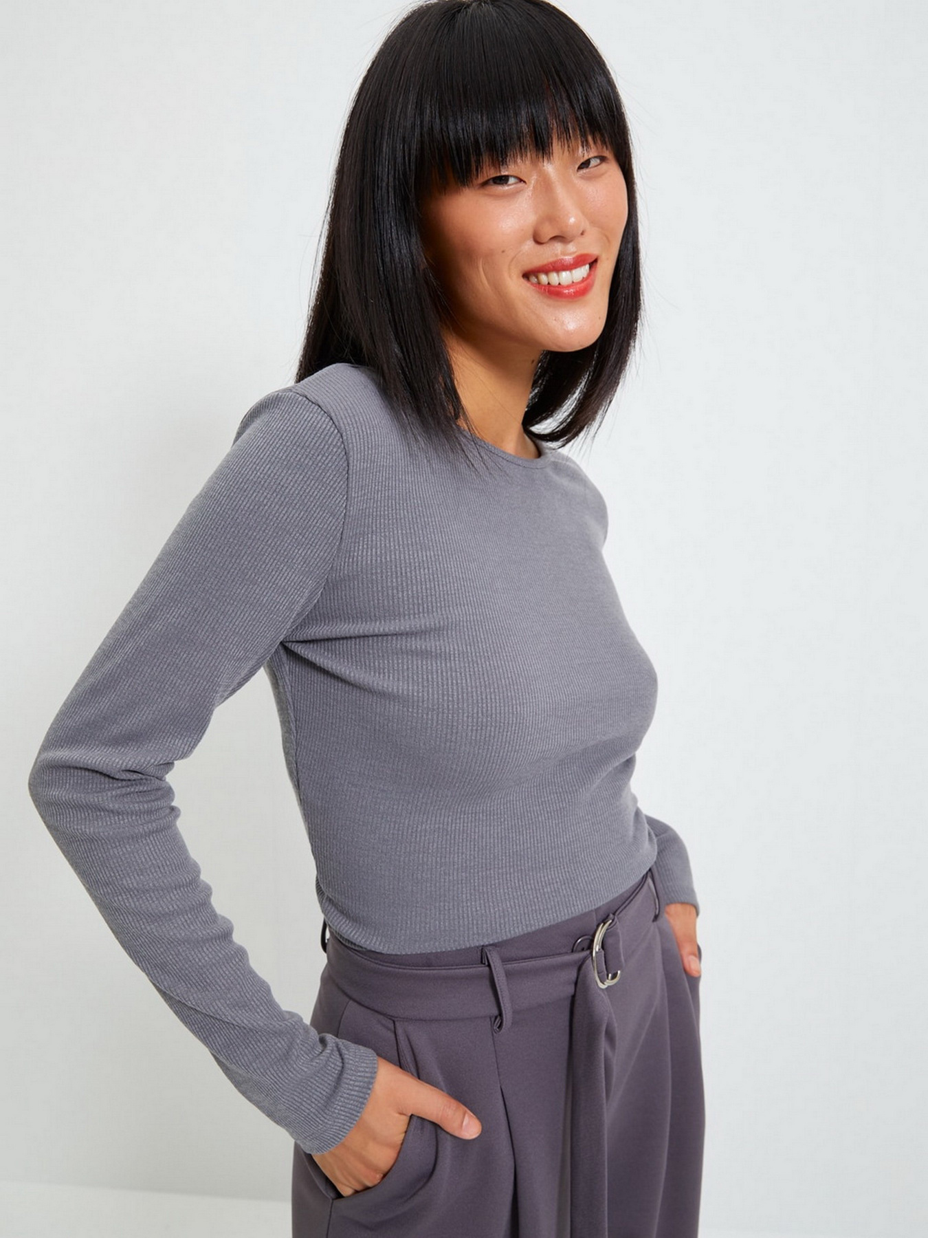 Лонгслив Trendyol модель TWOAW22BZ0220/Antrasit Фото