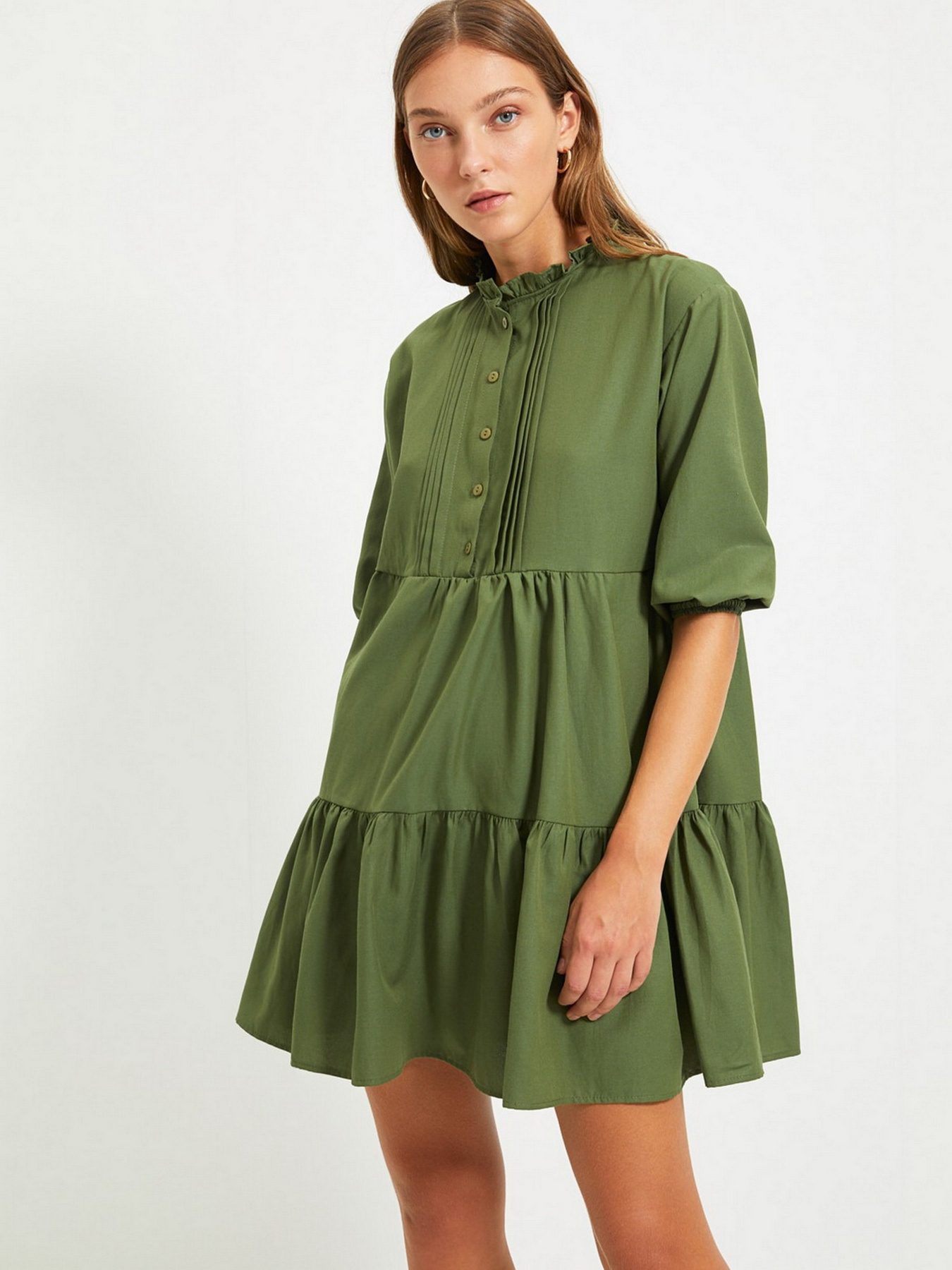 Платье мини Trendyol модель TWOAW22EL0131/Haki Платье мини Trendyol модель TWOAW22EL0131/Haki Фото