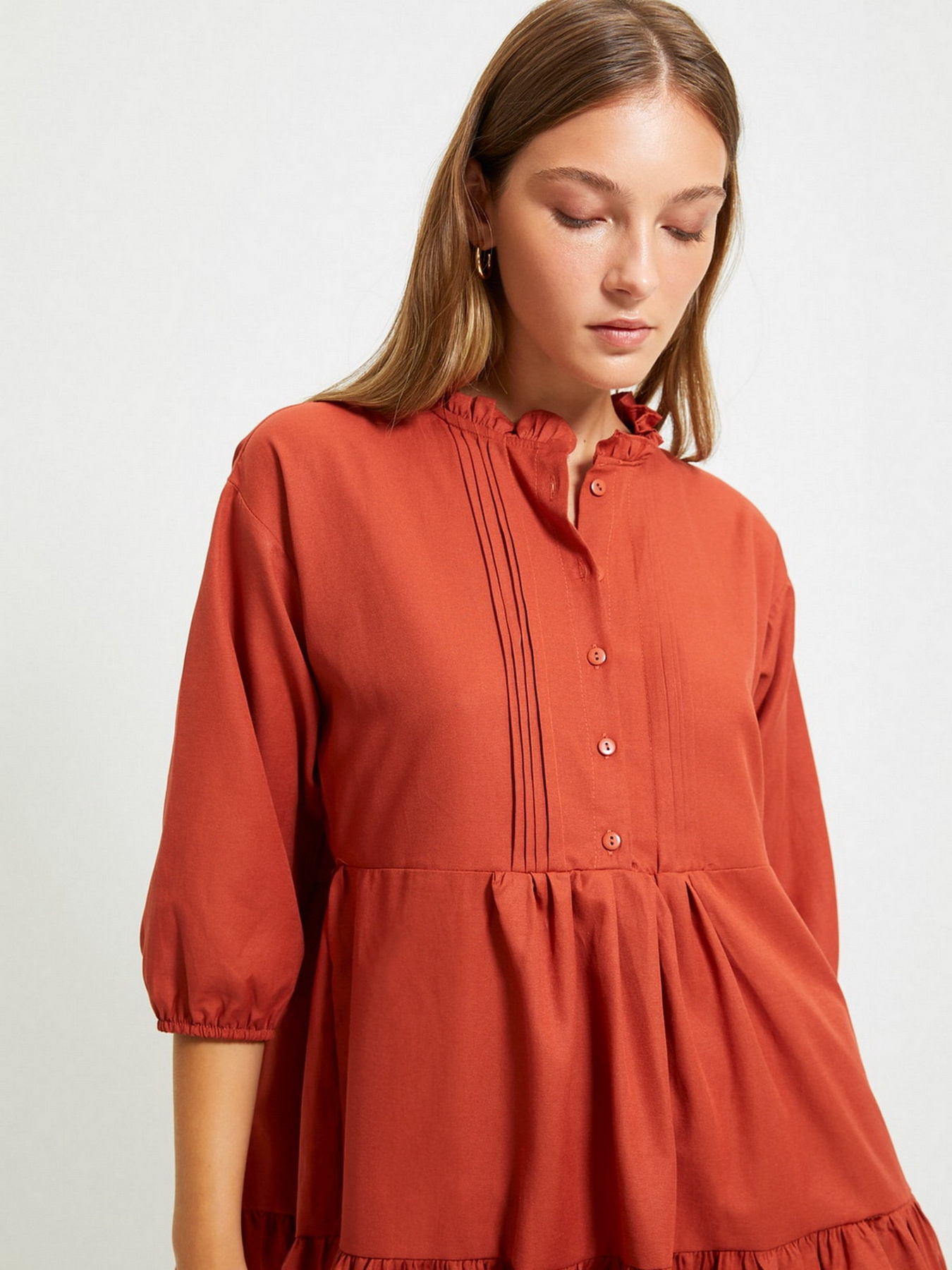 Платье мини Trendyol модель TWOAW22EL0131/Kiremit Фото