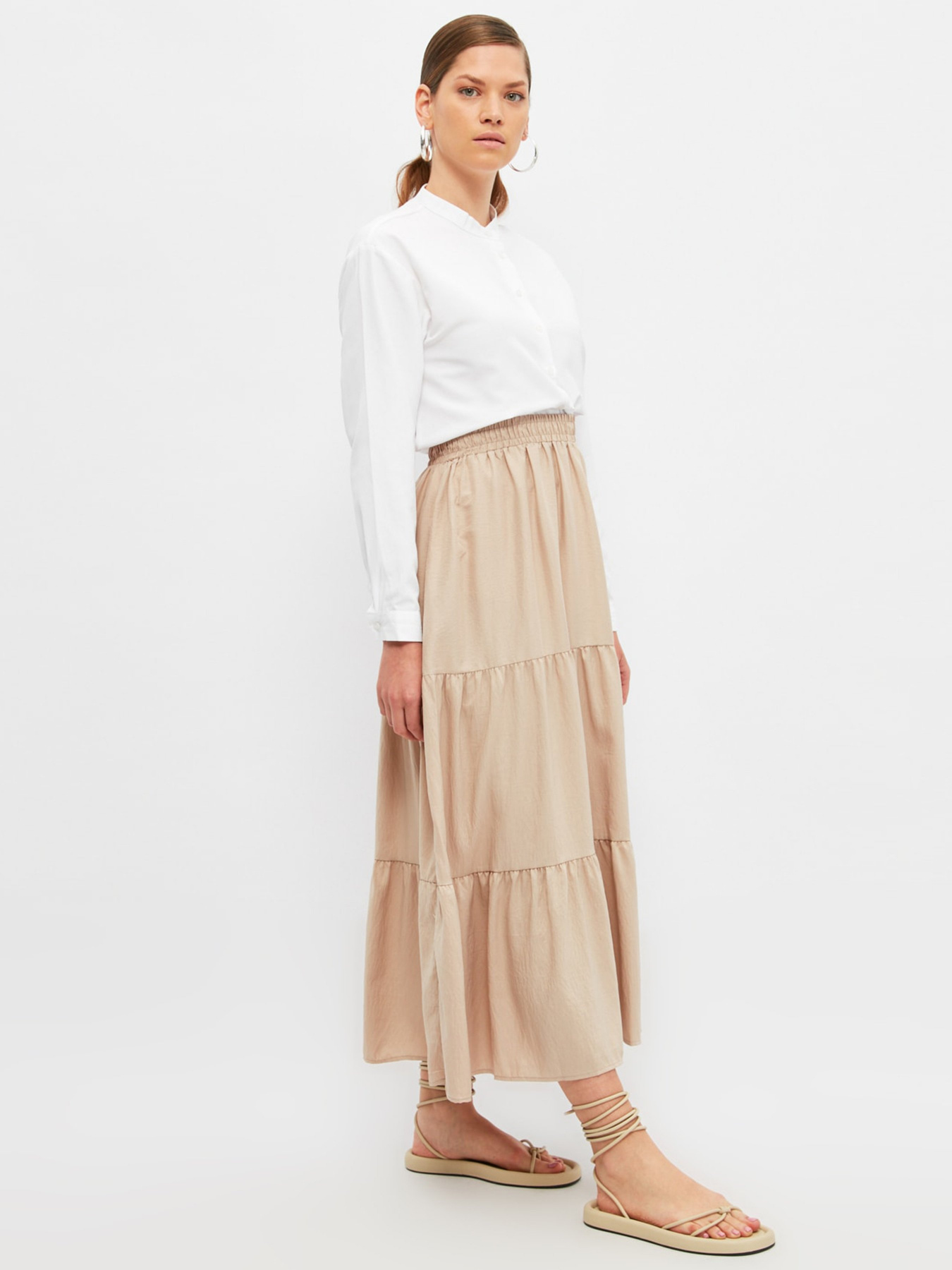 Спідниця максі Trendyol модель TCTSS21EE0003/Bej Фото