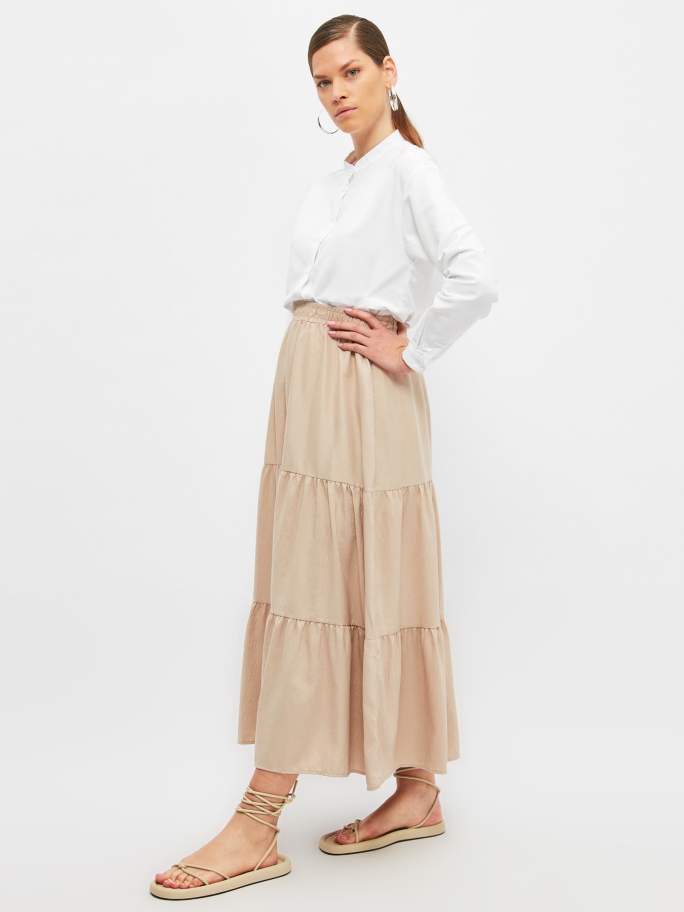 Спідниця максі Trendyol модель TCTSS21EE0003/Bej Фото