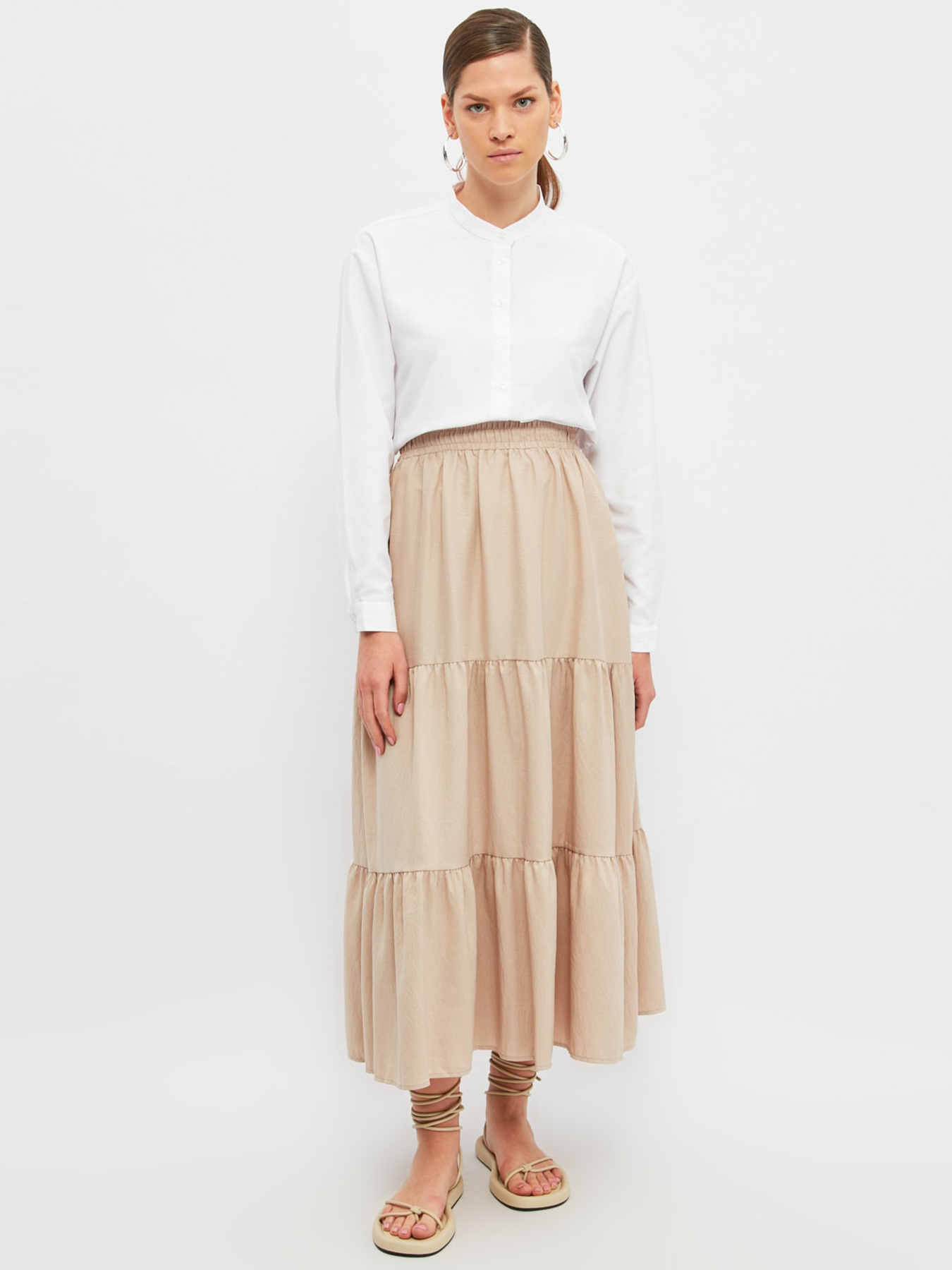 Спідниця максі Trendyol модель TCTSS21EE0003/Bej Фото