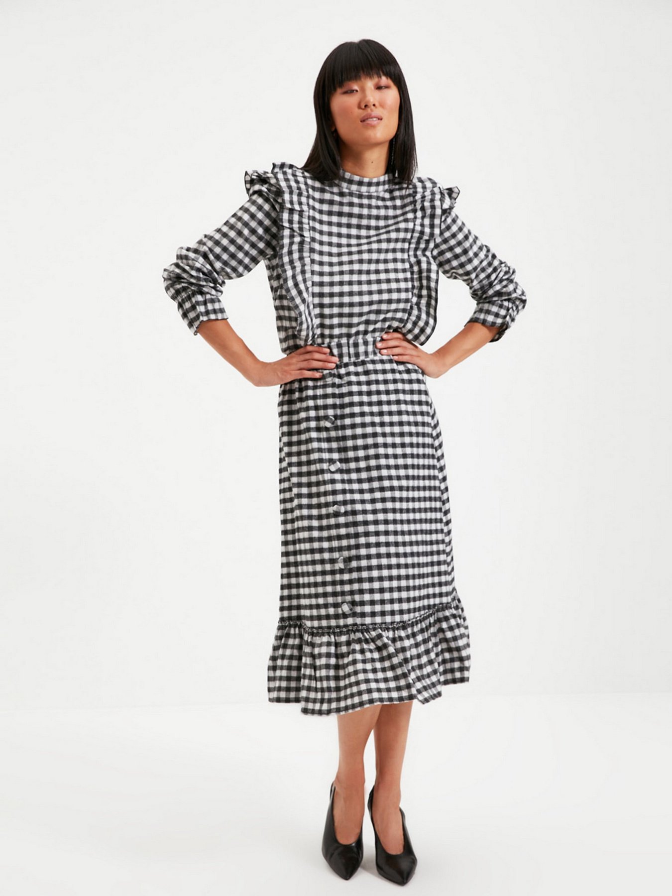 Спідниця міді Trendyol модель TWOAW22ET0045/Siyah Фото