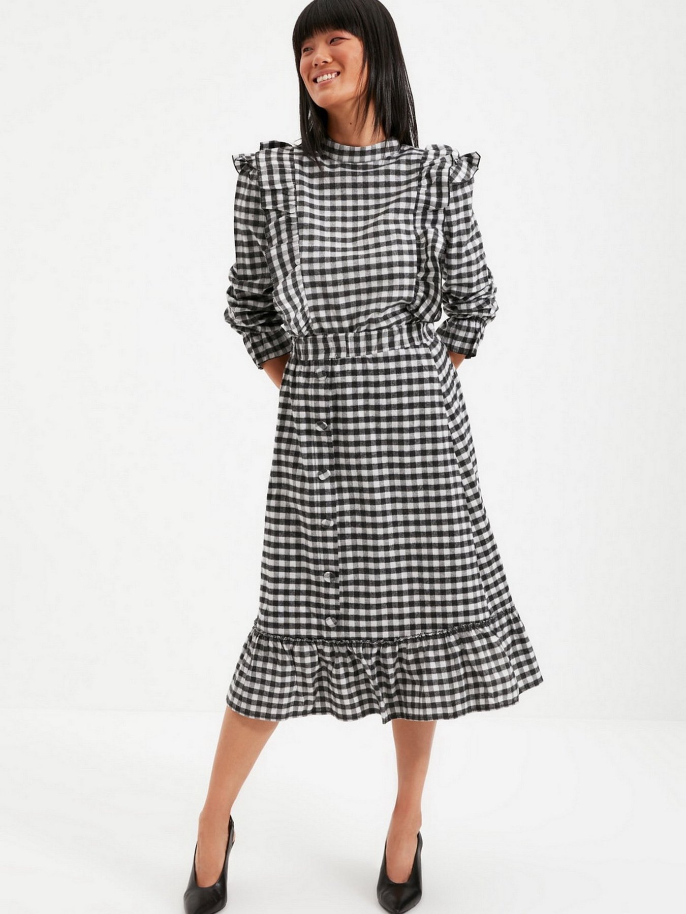 Спідниця міді Trendyol модель TWOAW22ET0045/Siyah Фото