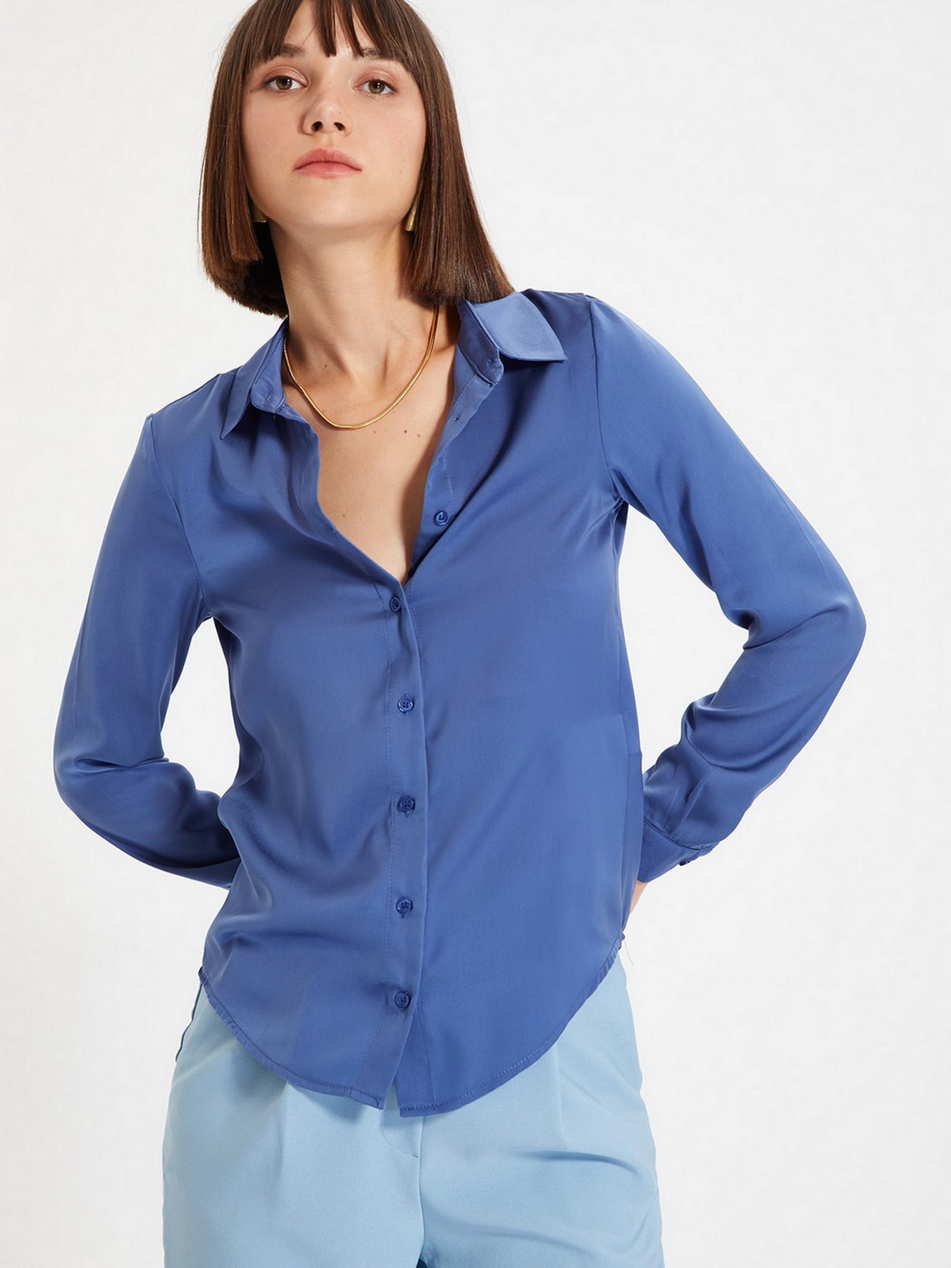 Рубашка Trendyol модель TWOAW22GO0131/Indigo Фото