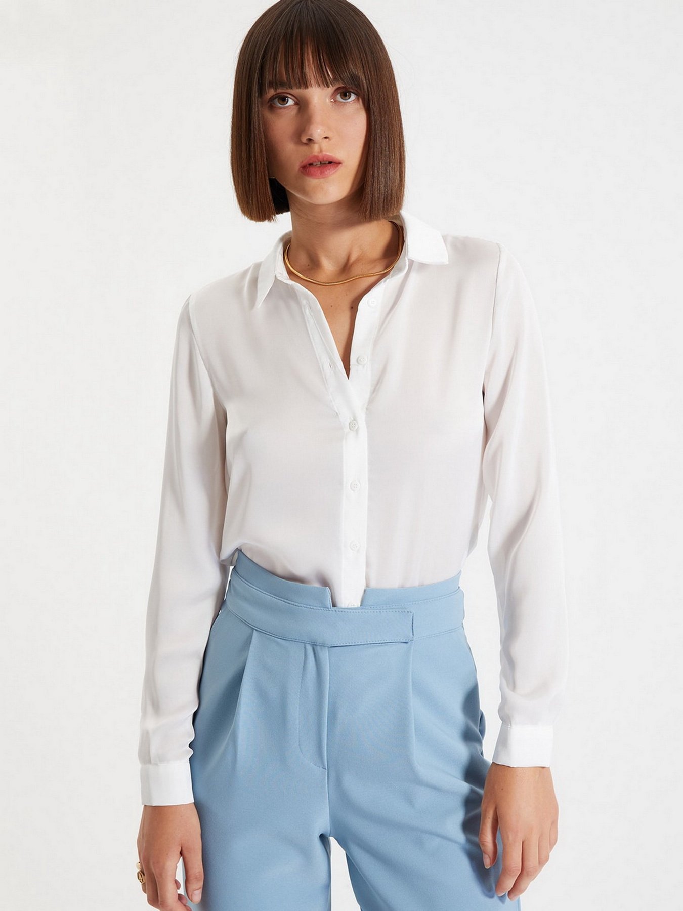 Рубашка Trendyol модель TWOAW22GO0132/Ekru Фото