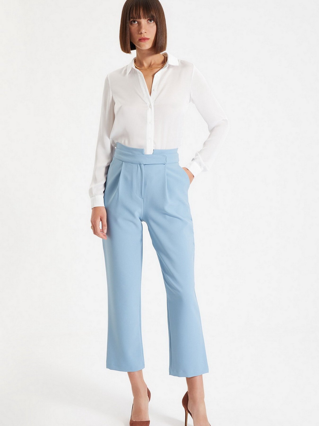 Рубашка повседневная Trendyol модель TWOAW22GO0132/Ekru Фото