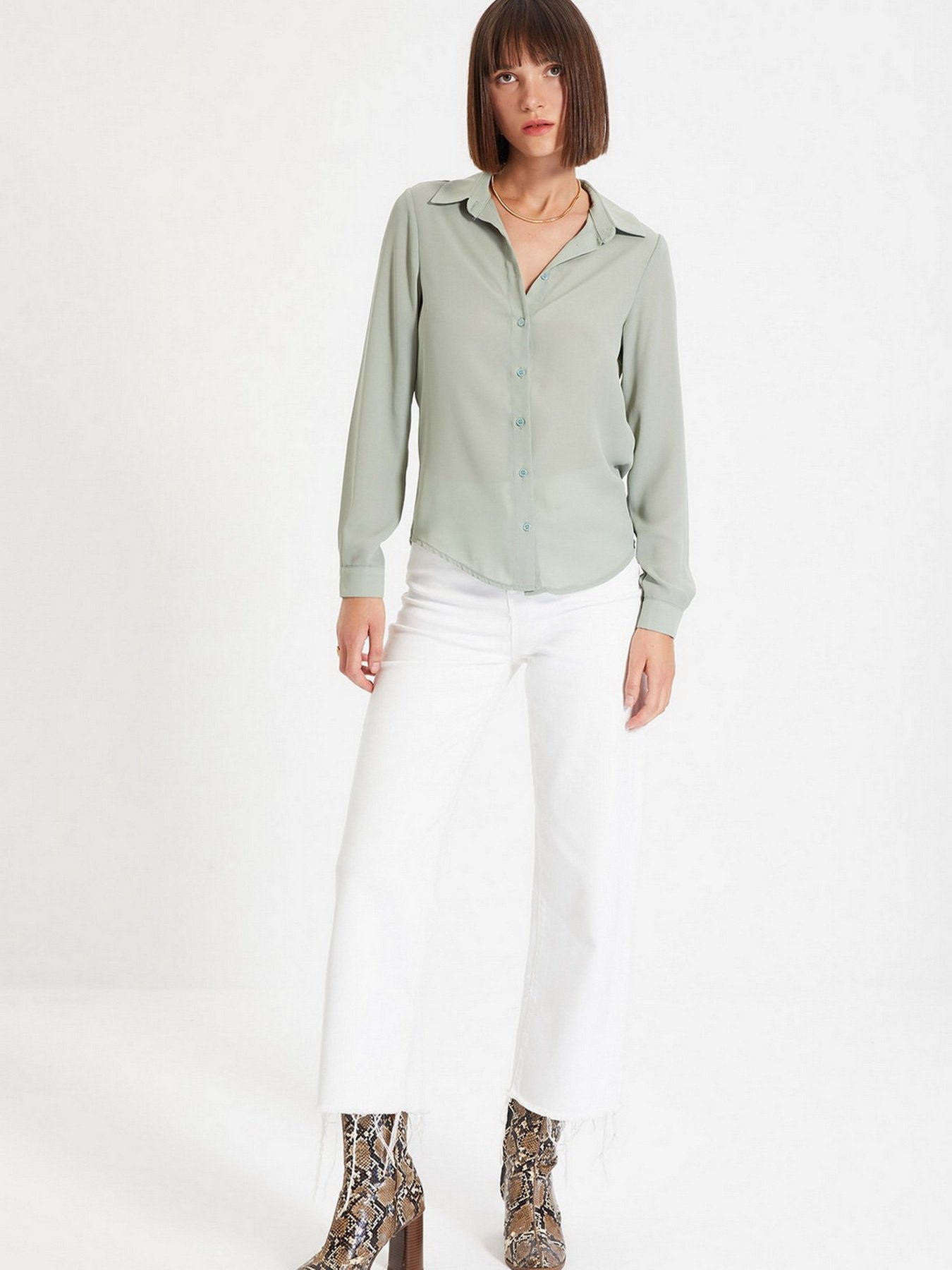 Рубашка Trendyol модель TWOAW22GO0132/Haki Фото