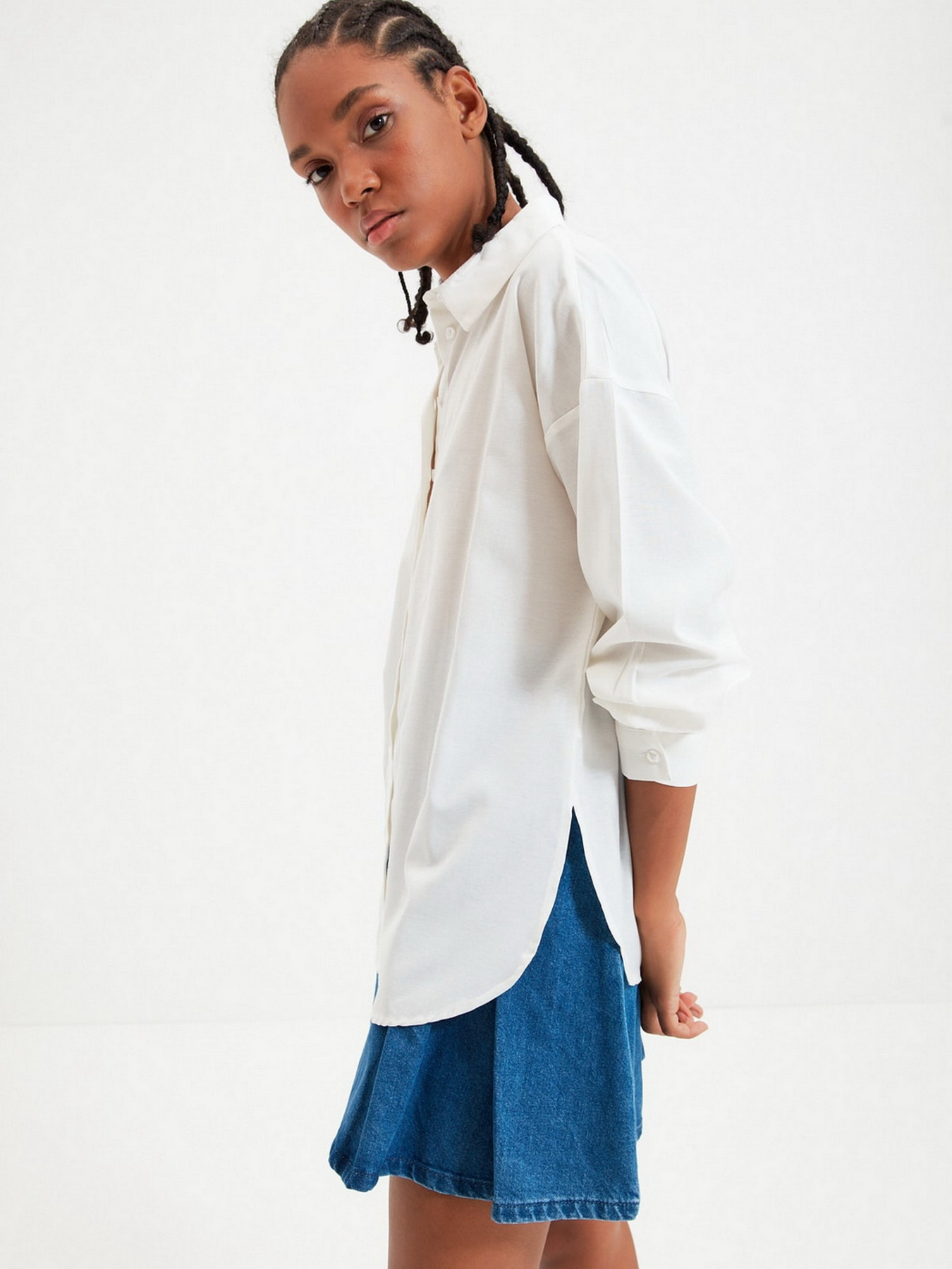 Рубашка Trendyol модель TWOAW22GO0147/Ekru Фото