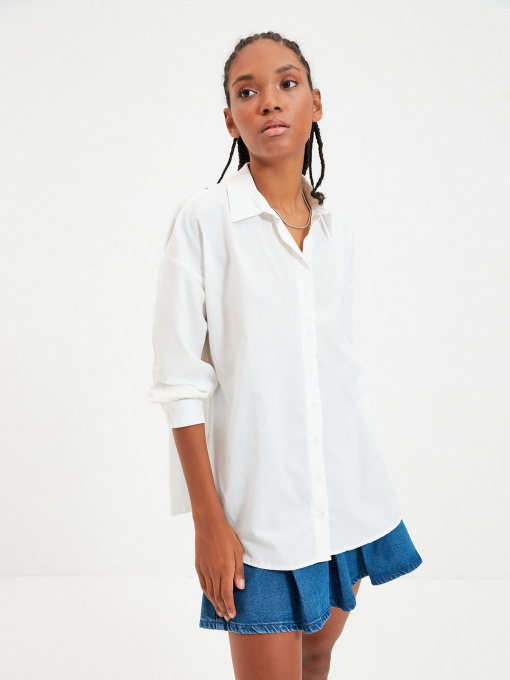 Рубашка повседневная Trendyol модель TWOAW22GO0147/Ekru Фото