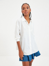 Рубашка повседневная Trendyol модель TWOAW22GO0147/Ekru Рубашка повседневная Trendyol модель TWOAW22GO0147/Ekru Фото