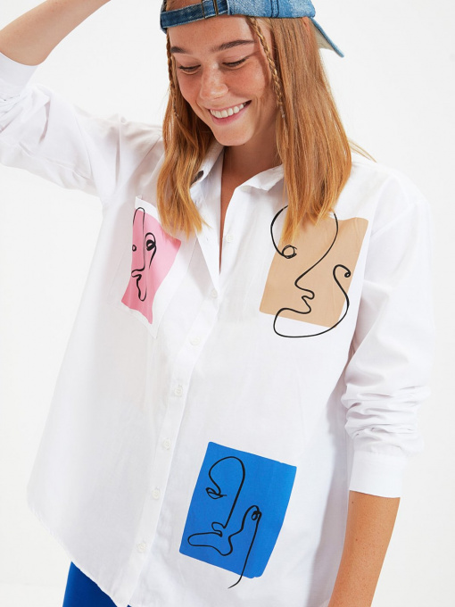 Рубашка Trendyol модель TWOAW22GO0161/Beyaz Фото