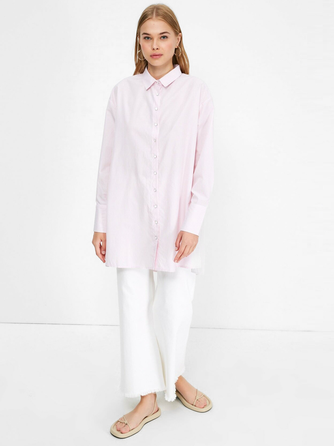Рубашка повседневная Trendyol модель TCTSS21TN0424/Pudra Фото