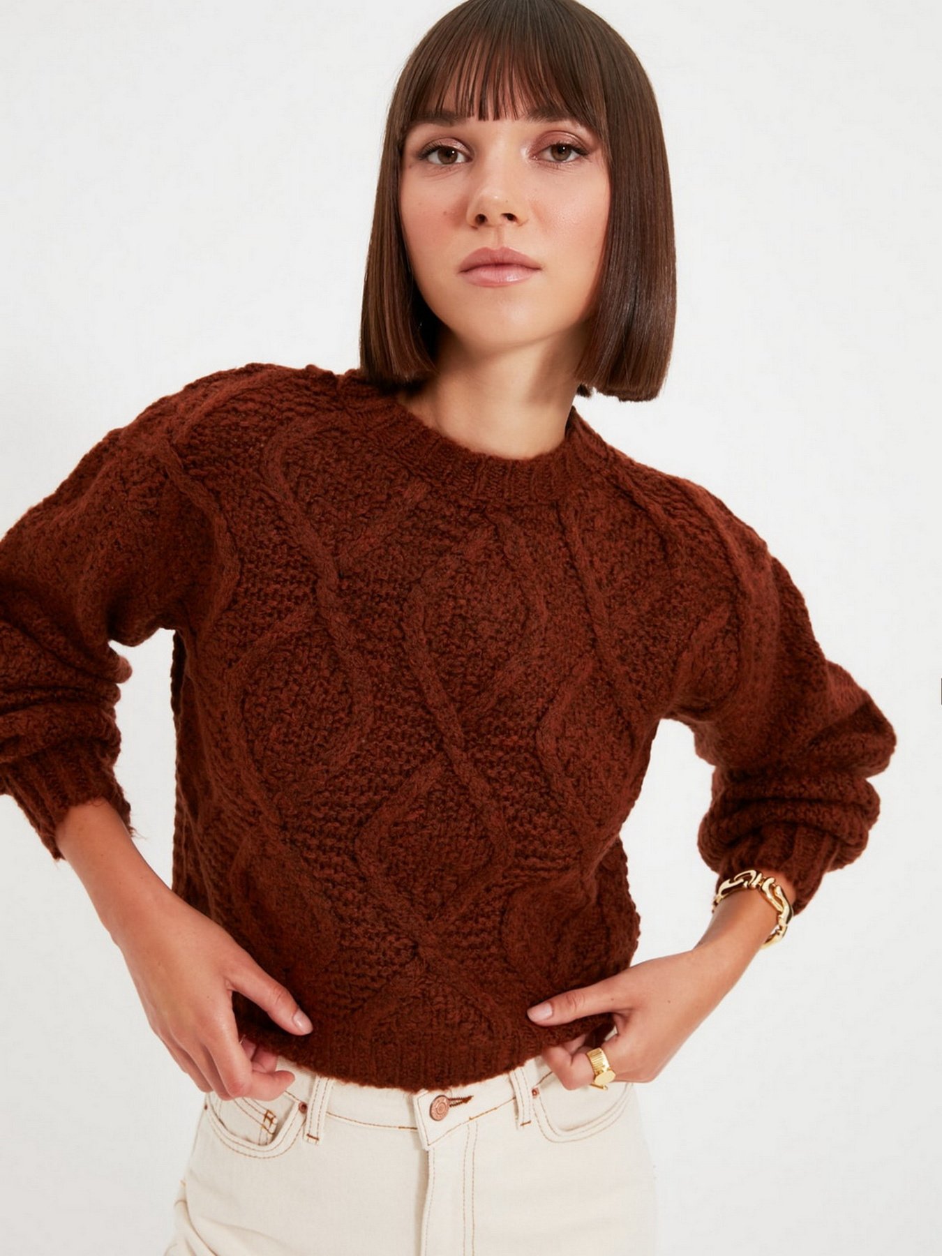 Свитер Trendyol модель TWOAW22KZ0932/Taba Фото