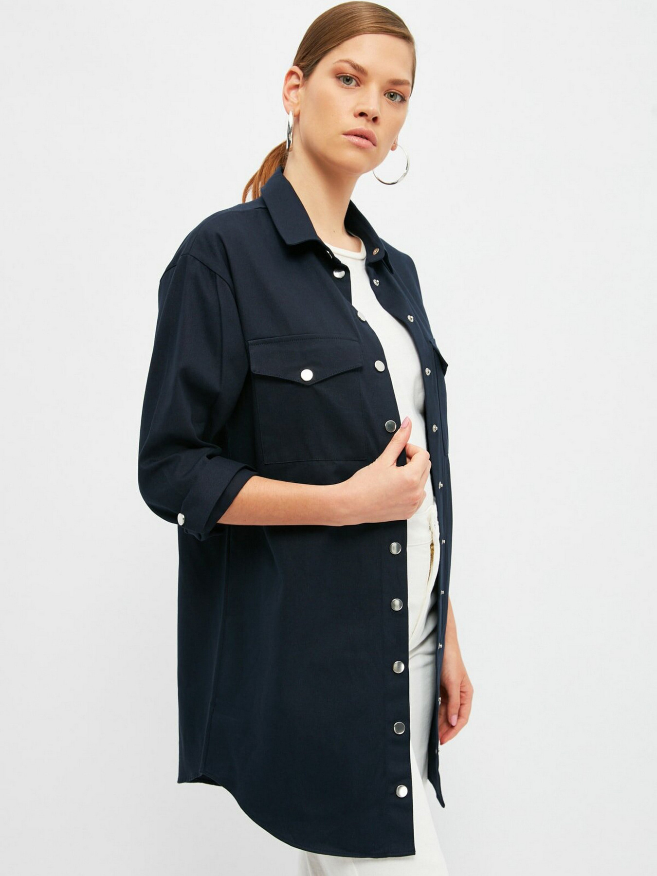 Рубашка Trendyol модель TCTSS21TN0418/Lacivert Фото