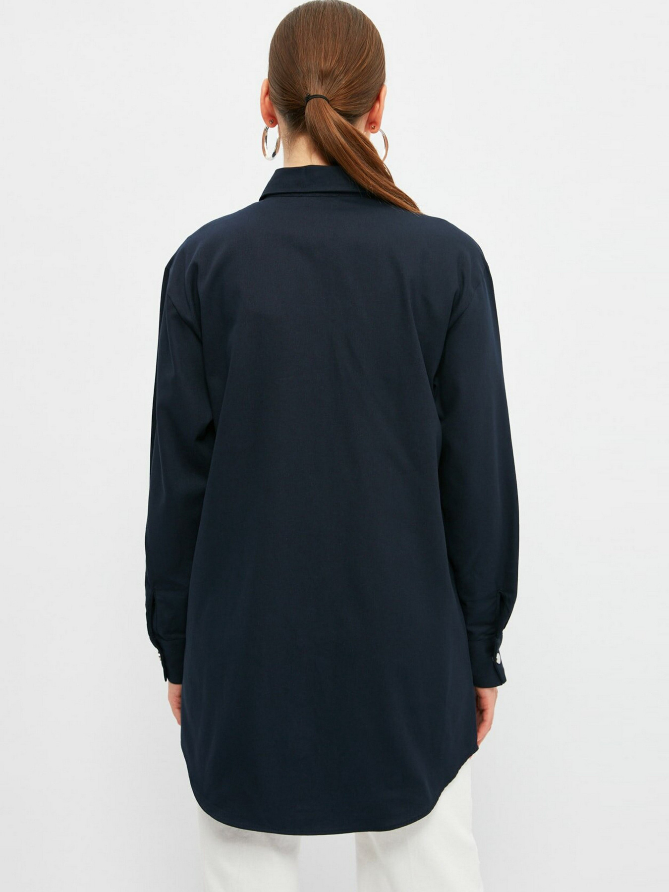 Рубашка повседневная Trendyol модель TCTSS21TN0418/Lacivert Фото