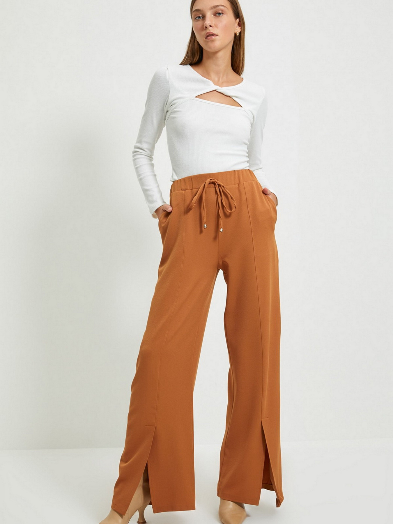 Брюки палаццо Trendyol модель TWOAW22PL0059/Camel Фото