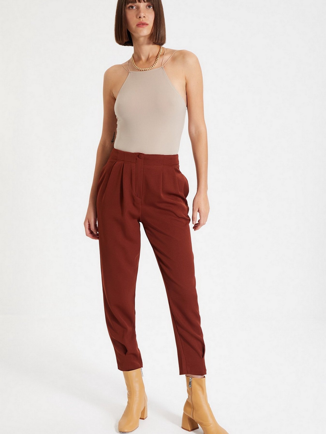 Брюки повседневные Trendyol модель TWOAW22PL0075/Kahverengi Фото