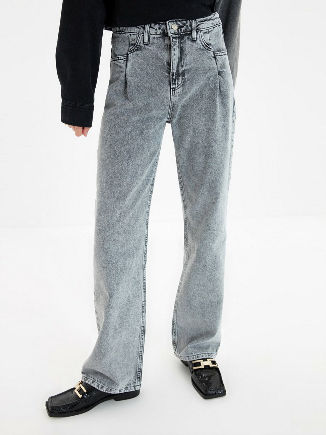 Широкие джинсы Trendyol Wide Leg модель TWOAW22JE0007/Gri Фото