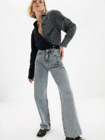 Широкие джинсы Trendyol Wide Leg модель TWOAW22JE0007/Gri Фото