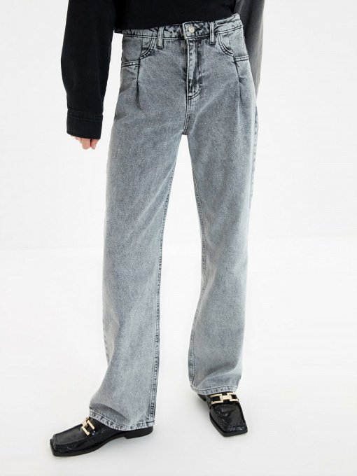 Широкие джинсы Trendyol Wide Leg модель TWOAW22JE0007/Gri Фото