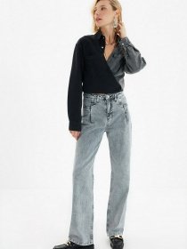 Широкие джинсы Trendyol Wide Leg модель TWOAW22JE0007/Gri Фото