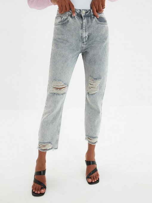 Прямые джинсы Trendyol Straight модель TWOAW22JE0010/Gri Фото