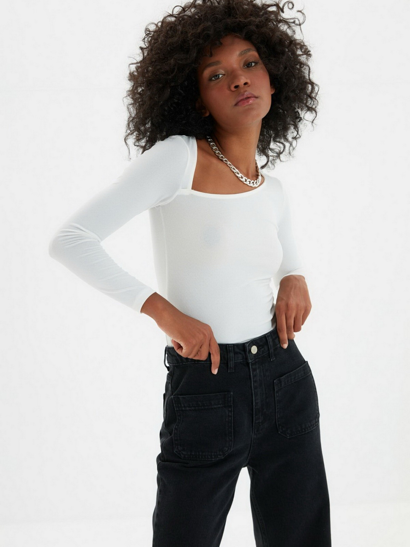 Широкие джинсы Trendyol Wide Leg модель TWOAW22JE0104/Antrasit Фото