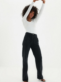 Широкие джинсы Trendyol Wide Leg модель TWOAW22JE0104/Antrasit Фото