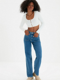 Широкие джинсы Trendyol Wide Leg модель TWOAW22JE0104/Mavi Фото