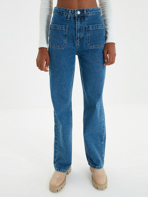 Широкие джинсы Trendyol Wide Leg модель TWOAW22JE0104/Mavi Фото