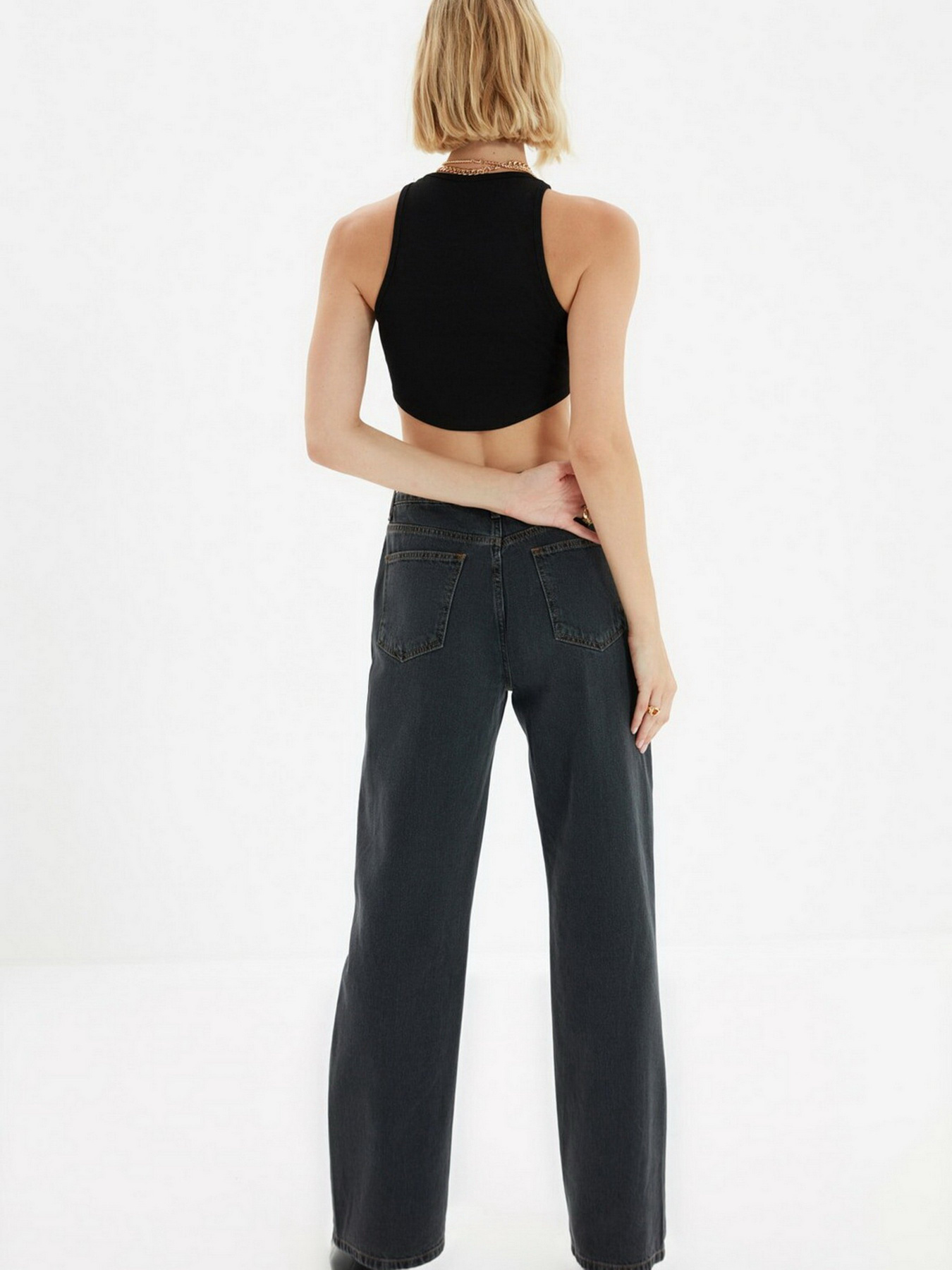 Широкие джинсы Trendyol Wide Leg модель TWOAW22JE0106/Antrasit Фото