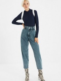 Джинсы мом Trendyol Curved модель TWOAW22JE0121/Gece Mavisi Фото
