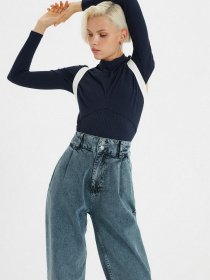 Джинсы мом Trendyol Curved модель TWOAW22JE0121/Gece Mavisi Фото