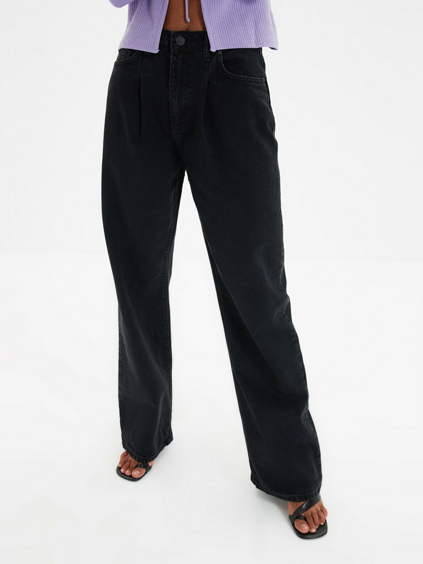 Широкие джинсы Trendyol Wide Leg модель TWOAW22JE0151/Siyah Фото