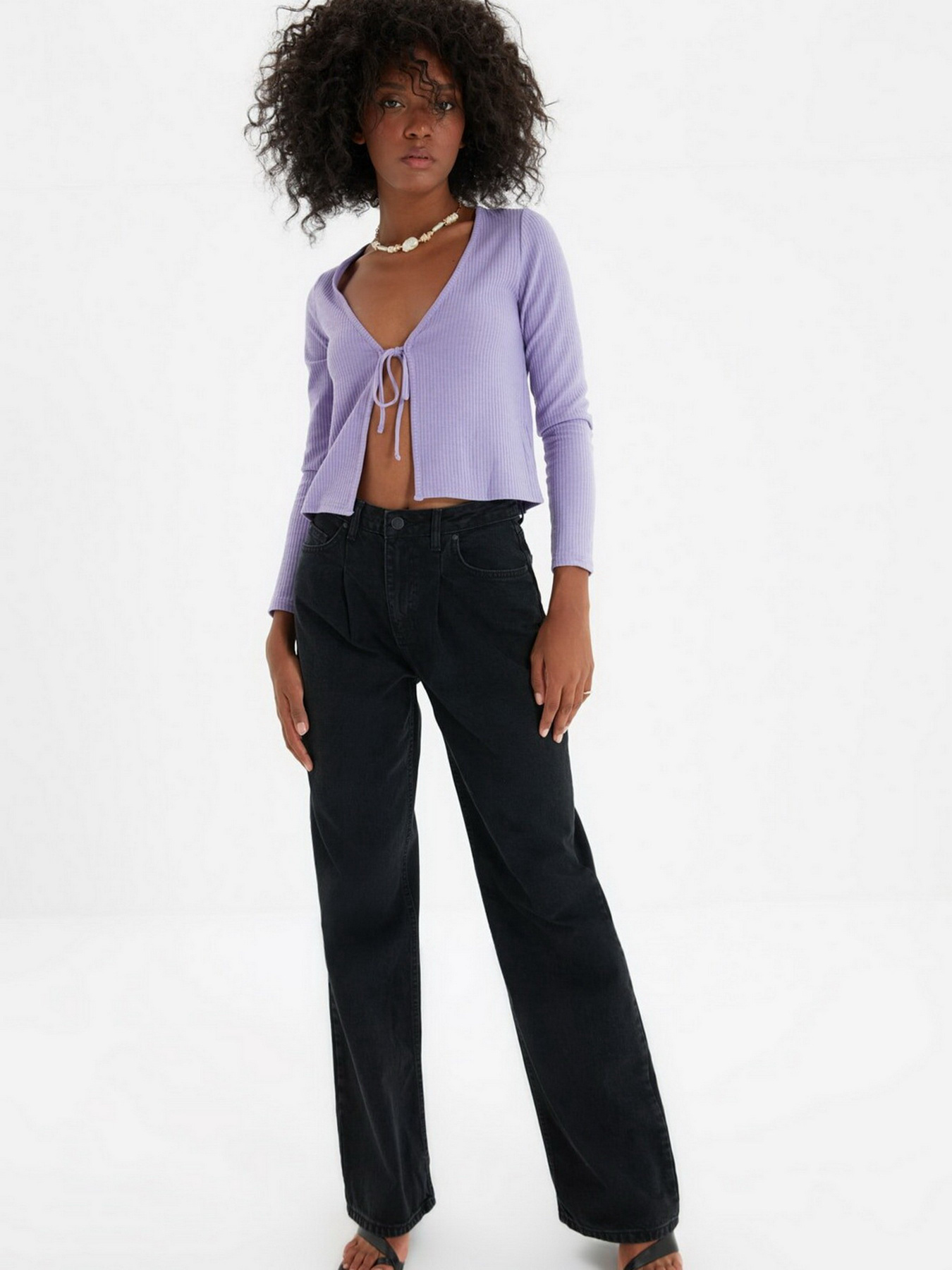 Широкі джинси Trendyol Wide Leg модель TWOAW22JE0151/Siyah Фото