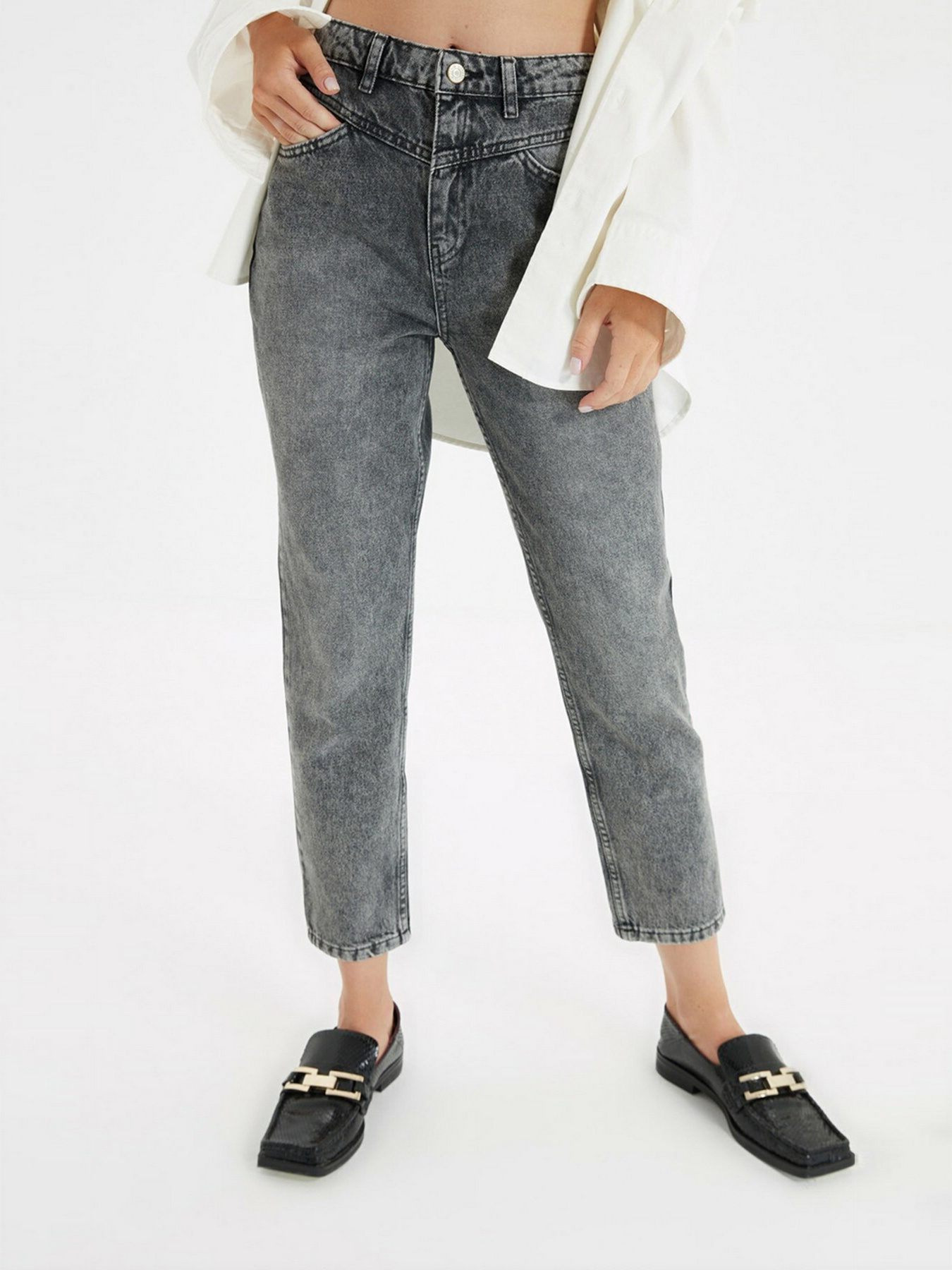 Широкие джинсы Trendyol Mom модель TWOAW22JE0186/Antrasit Фото