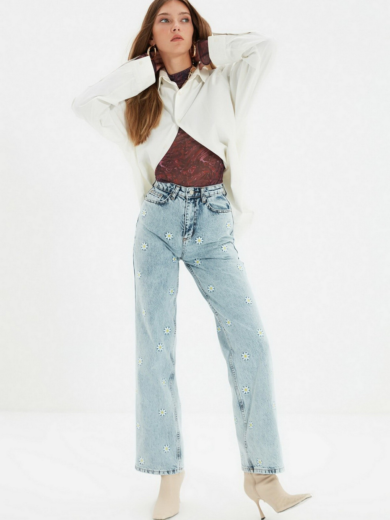 Широкі джинси Trendyol Wide Leg модель TWOAW22JE0282/Mavi Фото