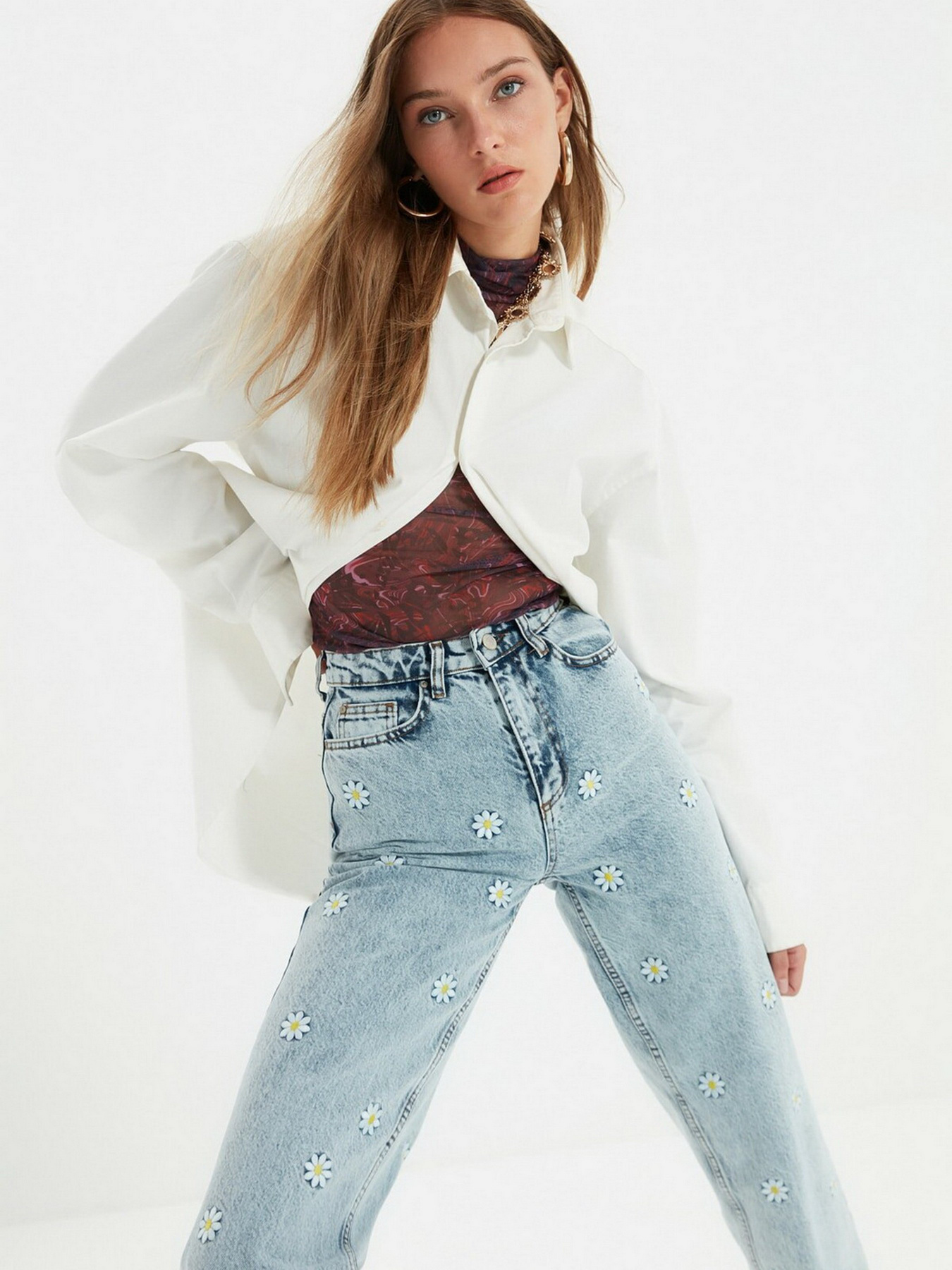 Широкі джинси Trendyol Wide Leg модель TWOAW22JE0282/Mavi Фото