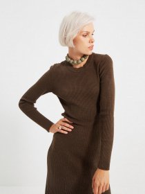 Платье миди Trendyol модель TWOAW21EL0422/Kahverengi Фото