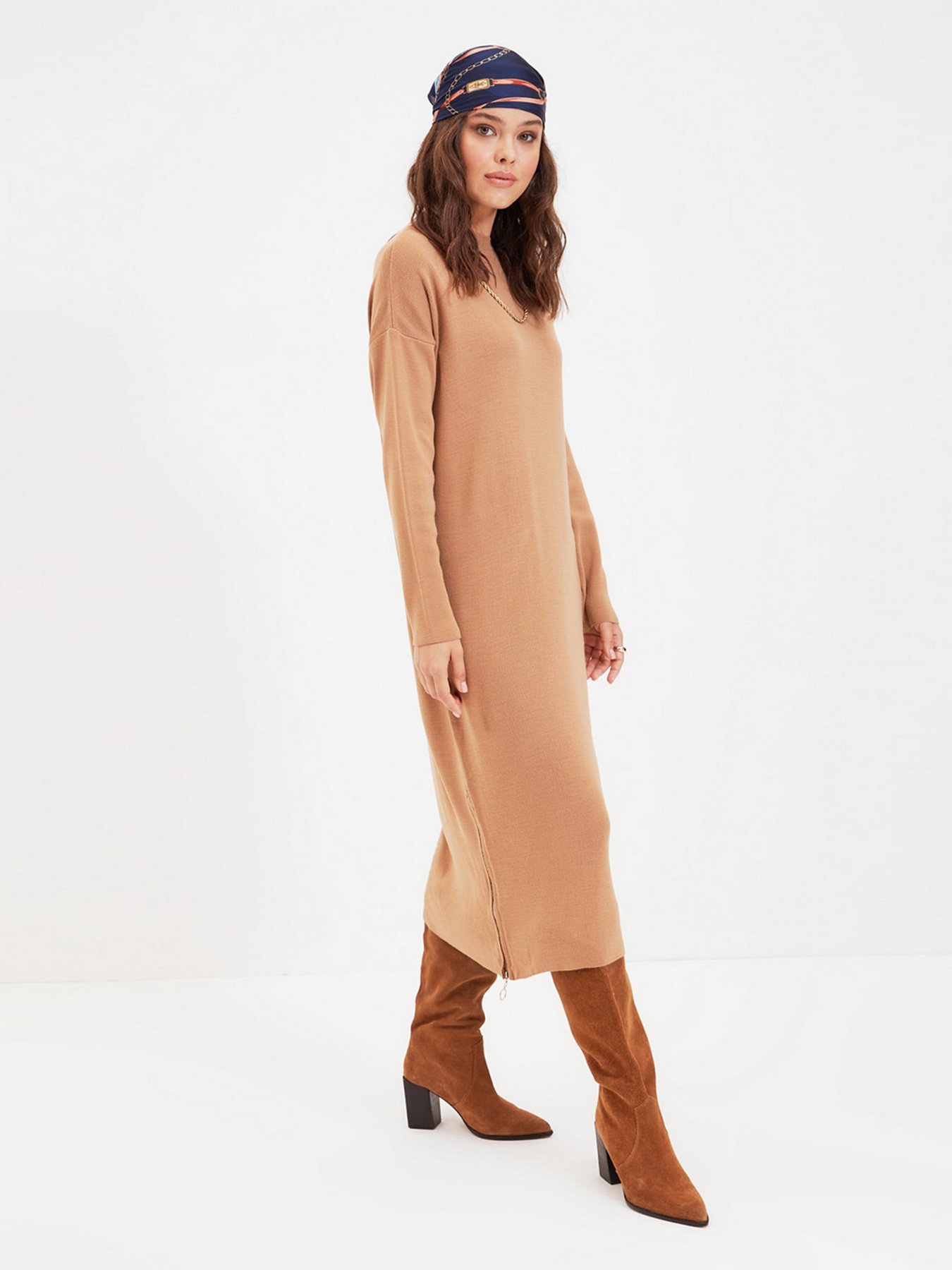 Платье миди Trendyol модель TCTAW22EL0038/Camel Фото