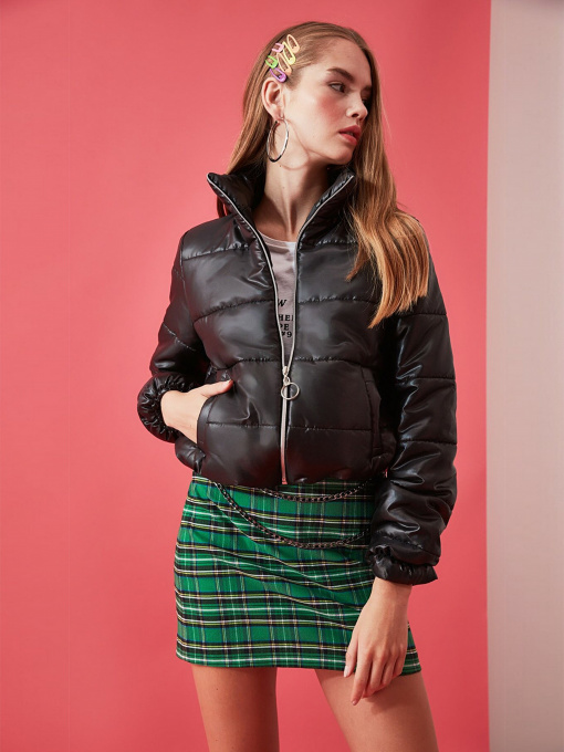 Шкіряна куртка Trendyol модель TWOAW20MO0088/Siyah Фото